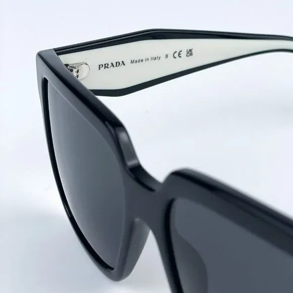 NEW Prada PR24ZS 1AB5S0 Black Dark Grey Square Oversized Women Sunglasses - Picture 14 of 16